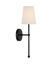 Possini Euro Design Elena Modern Wall Light Sconces Set of 2 Matte Metal Hardwire 6" Fixture Cream Linen Shade for Bedroom Living Room Hallway