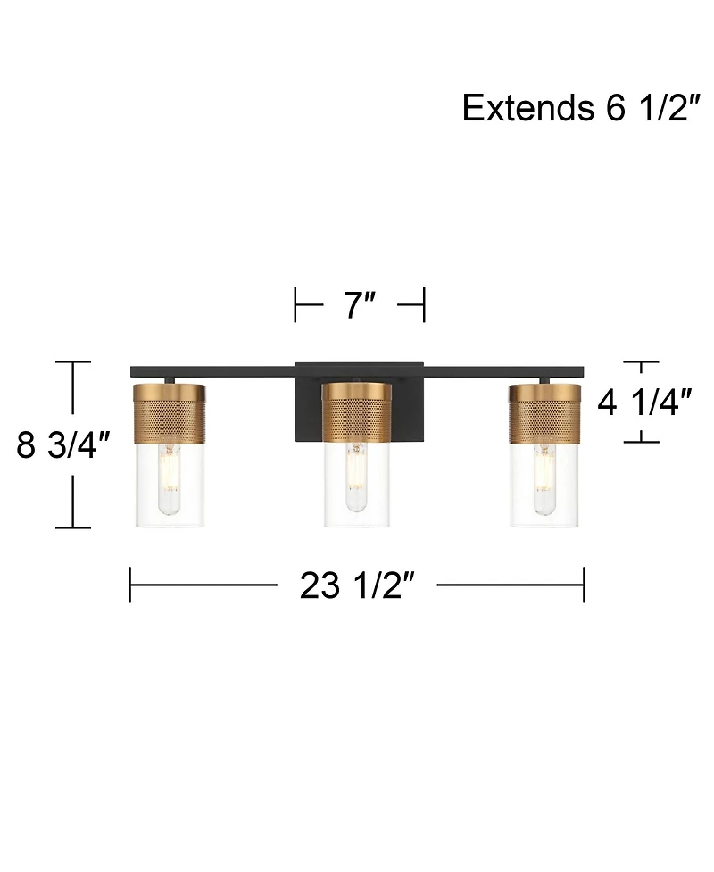 Possini Euro Design Berlin 23 1/2" High Modern 3 Light Bathroom Vanity Wall Lamp Light Fixture Mount Hardwired