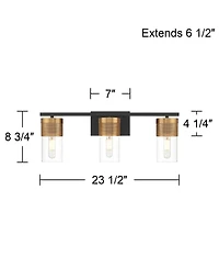 Possini Euro Design Berlin 23 1/2" High Modern 3 Light Bathroom Vanity Wall Lamp Light Fixture Mount Hardwired