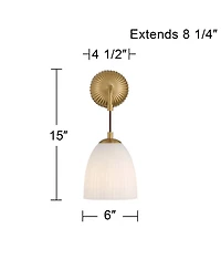 360 Lighting Comfrey 15" High Warm Brass and Fluted Glass Wall Sconce