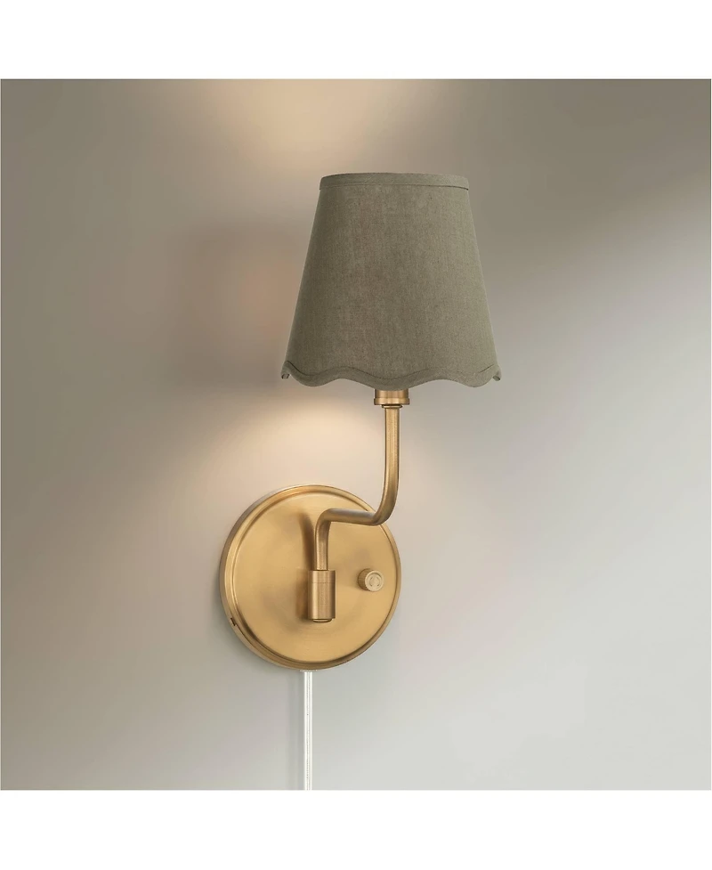Possini Euro Design Ophelia 9 1/2"H Warm Brass Plug-In Wall Sconce