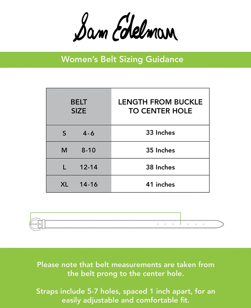 Sam Edelman Women's Double-e Plaque Buckle Leather Belt