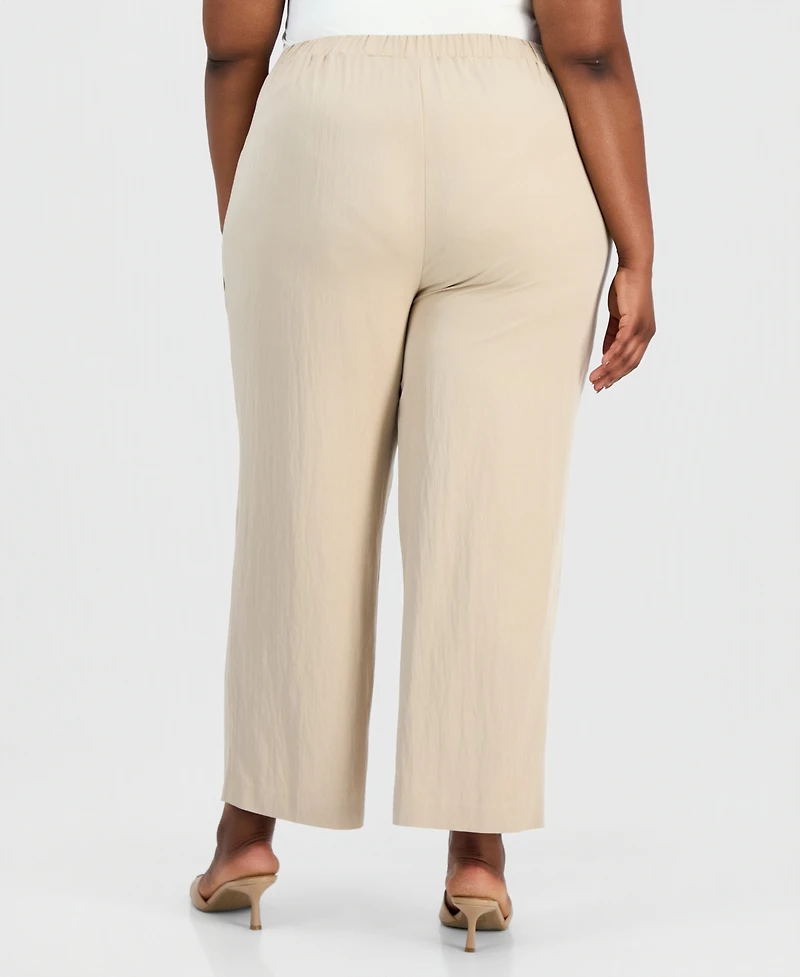 Anne Klein Plus High Rise Drawstring-Waist Pants
