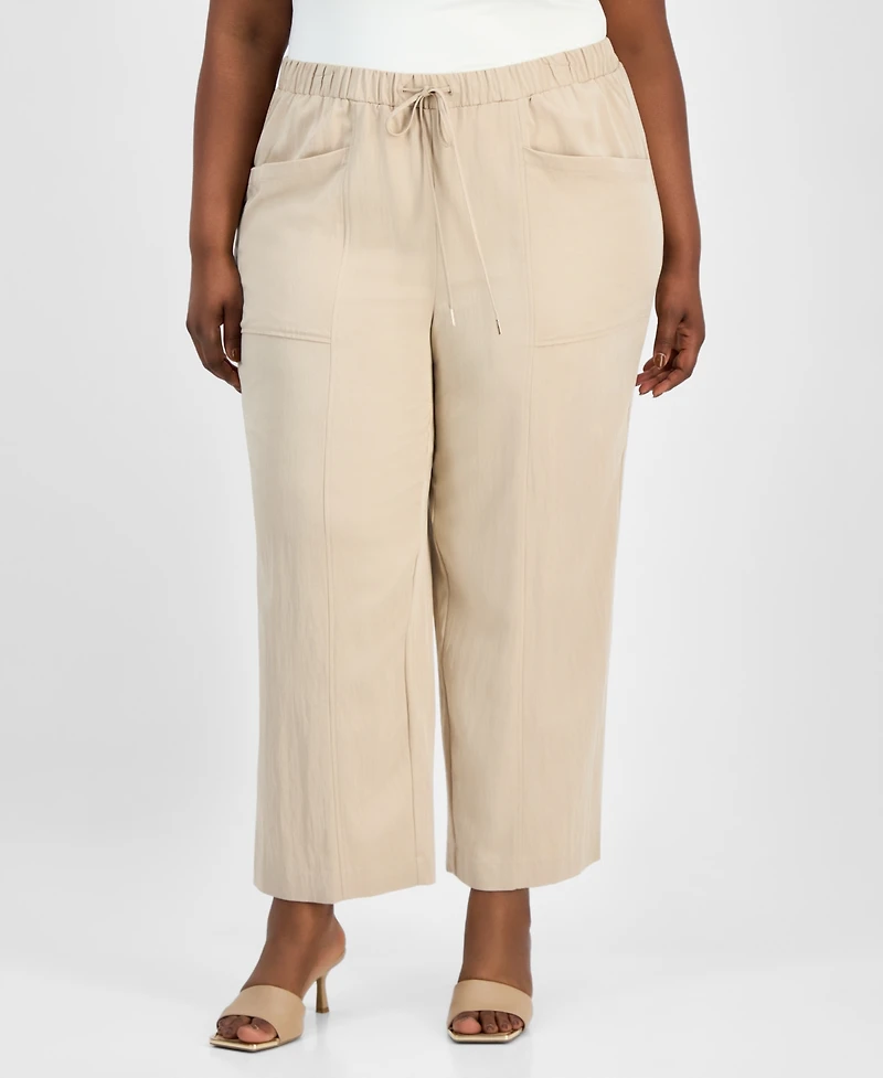 Anne Klein Plus High Rise Drawstring-Waist Pants