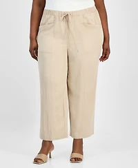 Anne Klein Plus High Rise Drawstring-Waist Pants