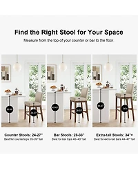 Maison Boucle Set of 3 Upholstered Counter Height Stools with Metal Legs, 26" Seat