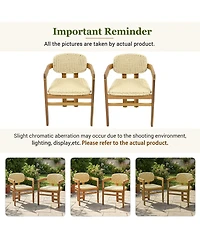 Rainsken Outdoor Woven Rattan Chair Set of 2, Comfortable Garden Seating, Acacia Wood Accent Chairs with Backrest for Backyard, Porch