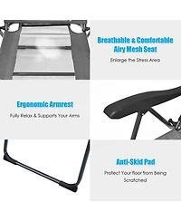 Gymax 4PC Folding Chairs Adjustable Reclining Chairs with Headrest Patio Garden Grey