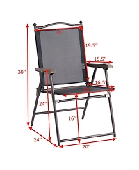 Gymax Set of 2 Folding Patio Furniture Sling Back Chairs Outdoors Black