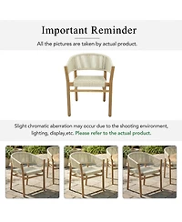 Rainsken Outdoor Accent Chairs Set of 2, Rope-Woven Design Armchair with Curved Backrest and Supportive Seating for Backyard, Porch, Garden