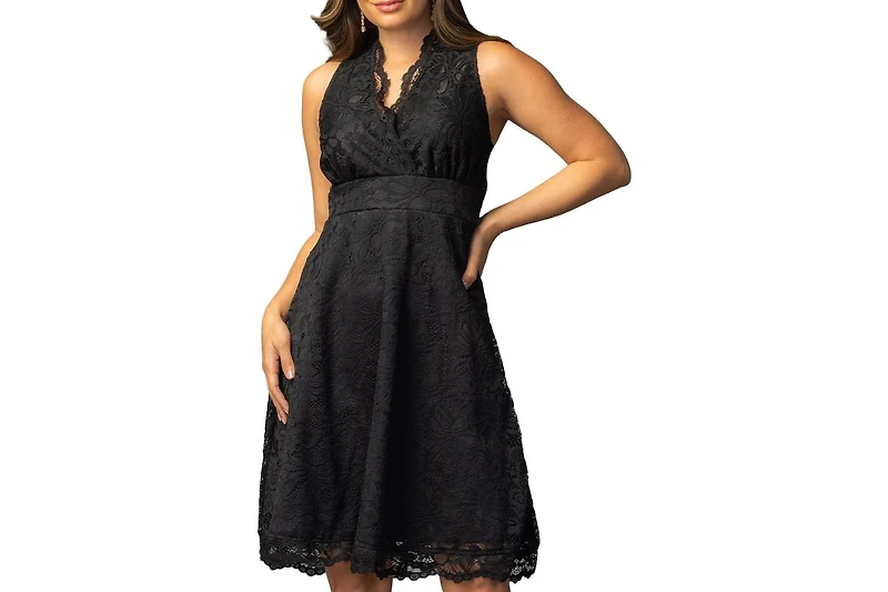 Kiyonna Women's Pin Up Boudoir Sleeveless Lace Cocktail Dress