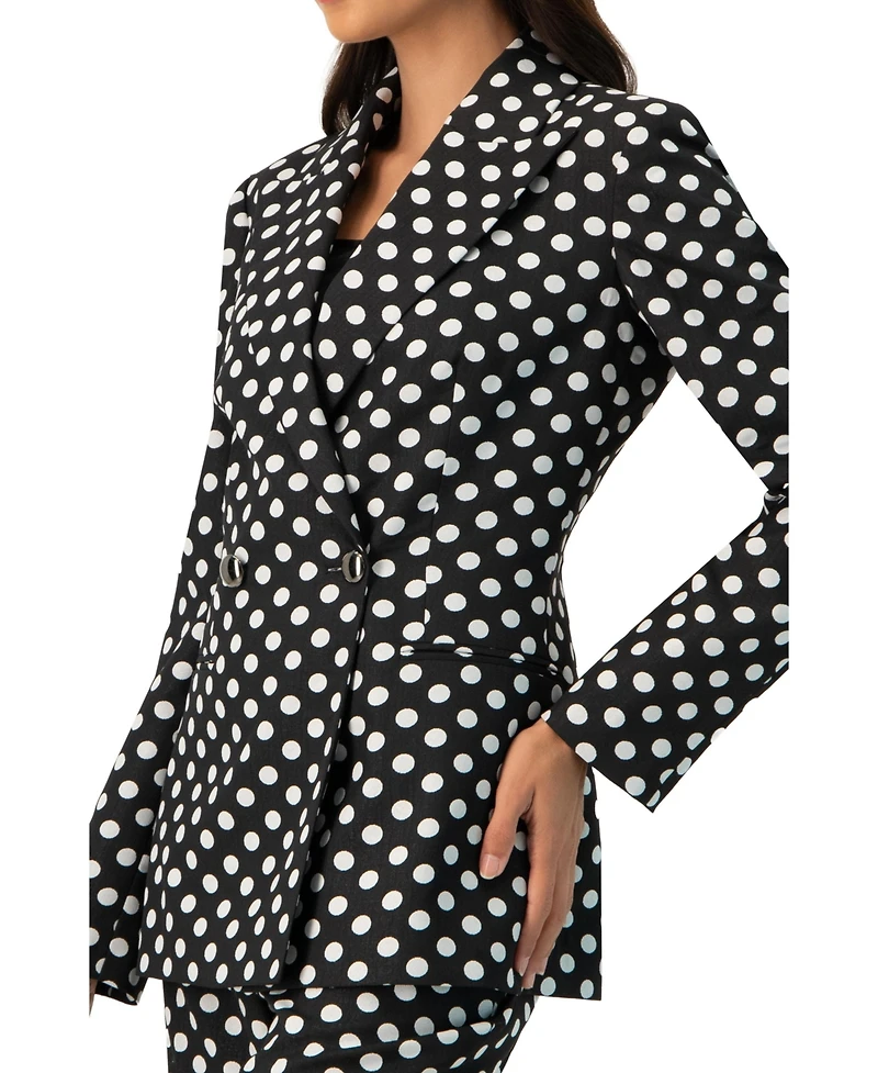 Ivonne Women's Double-Breasted Polka Dot Blazer