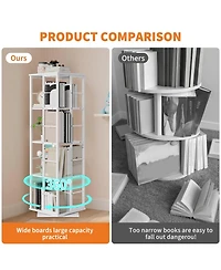 gaomon 360degree Rotating Corner Bookshelf, Industrial Floor Standing Storage Organizer