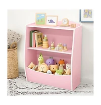 gaomon 2-Tier Wooden Kids Bookshelf and Toy Storage Organizer, Curved Design with Multi Cubbies