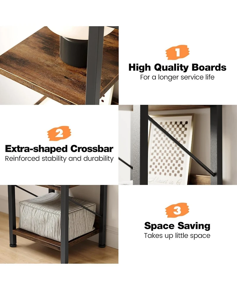 gaomon Narrow 6-Tier Tall Skinny Bookshelf with Metal Frame, Rustic Industrial Corner Storage Rack