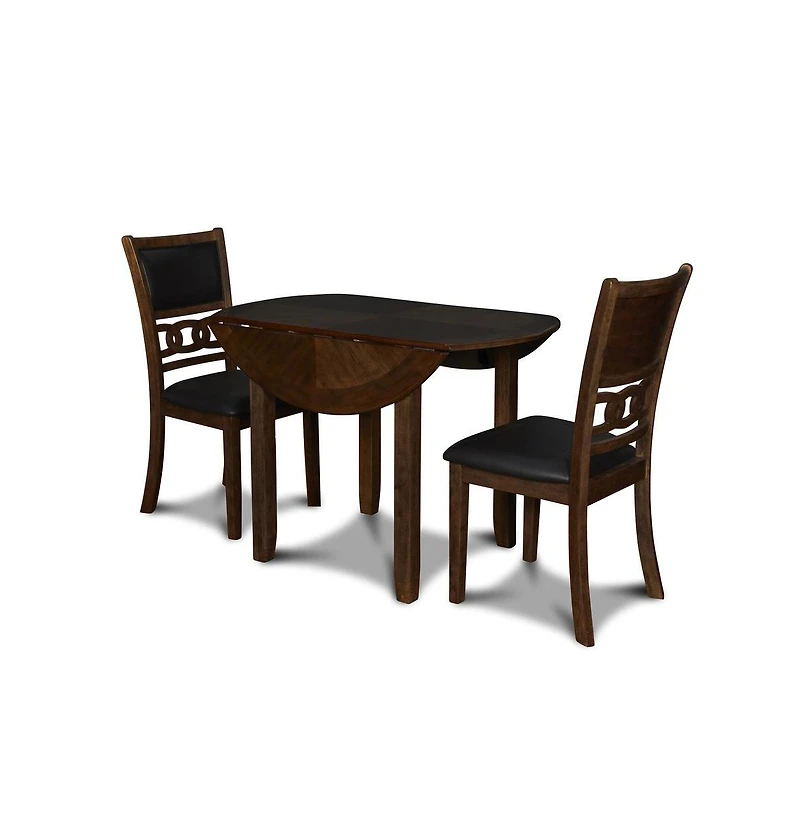New Classic Furniture Furniture Gia Solid Wood Dining Drop Leaf Table 2 Chairs