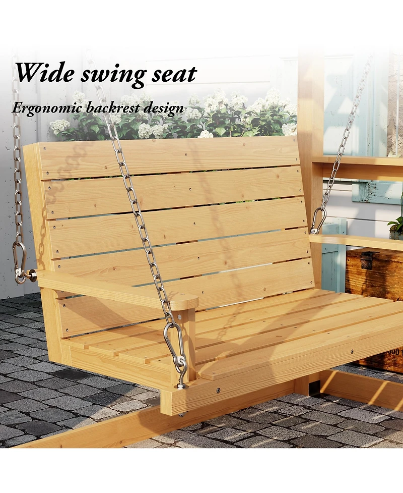 Homsee Solid Wood Pavilion Style Swing Chair, Garden Swing, Porch Swing