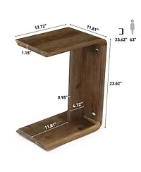 Tribesigns C-Shaped Solid Wood End Table Set of 2, Wooden Narrow Sofa Side Table