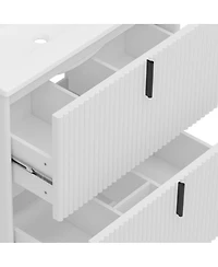 Sillysis Bathroom Vanity with Sink, Modern Fluted Mdf Cabinet, Soft Close Full-Extension Drawers for Small Spaces