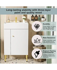 Sillysis 22" Modern Freestanding Bathroom Vanity with Ceramic Sink, Side Storage Cabinet, Soft Close Door for Small Spaces