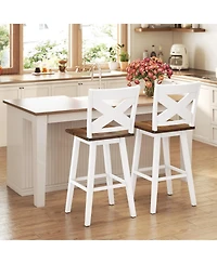 Gymax 29'' Swivel Barstools Set of 4 w/Backrest Large Seat Footrest for Kitchen Island