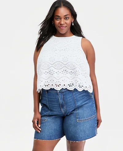On 34th Women's Cotton Sleeveless Eyelet Tank Top, Macy's Exclusive