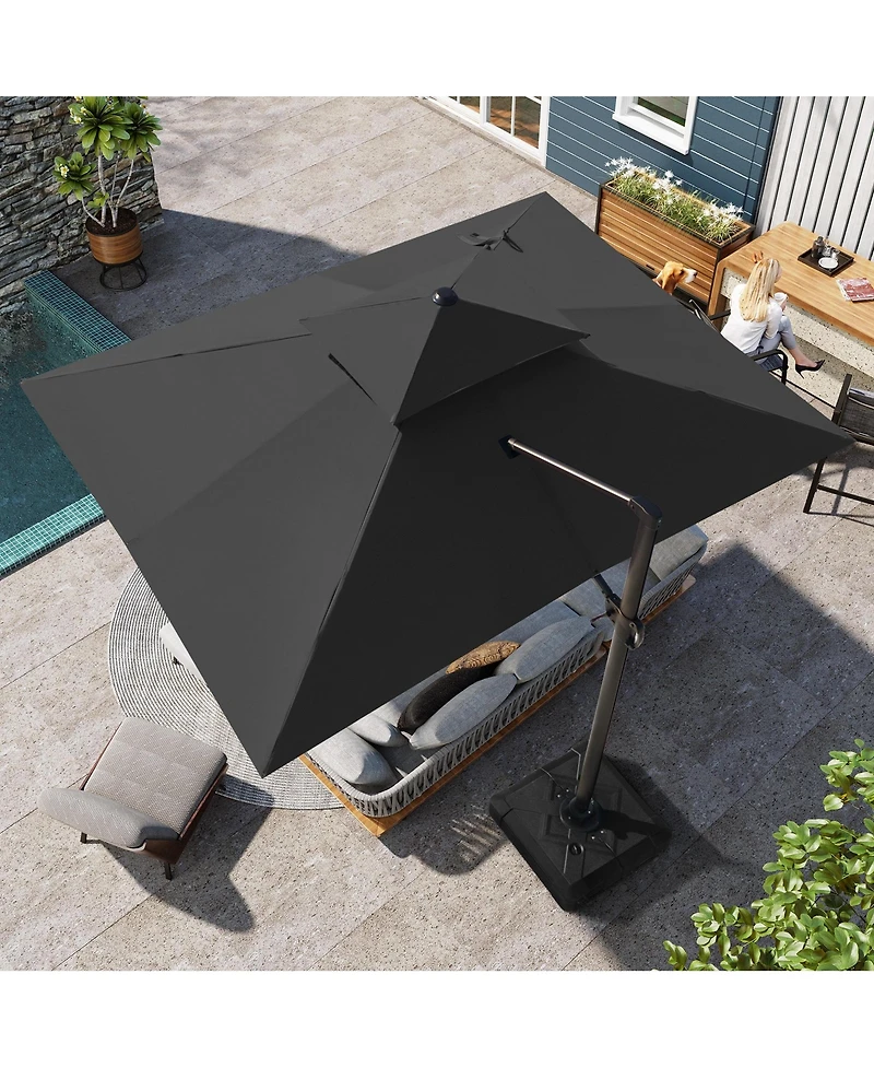 Pellebant Outdoor Patio Aluminum Double Top Cantilever Umbrella