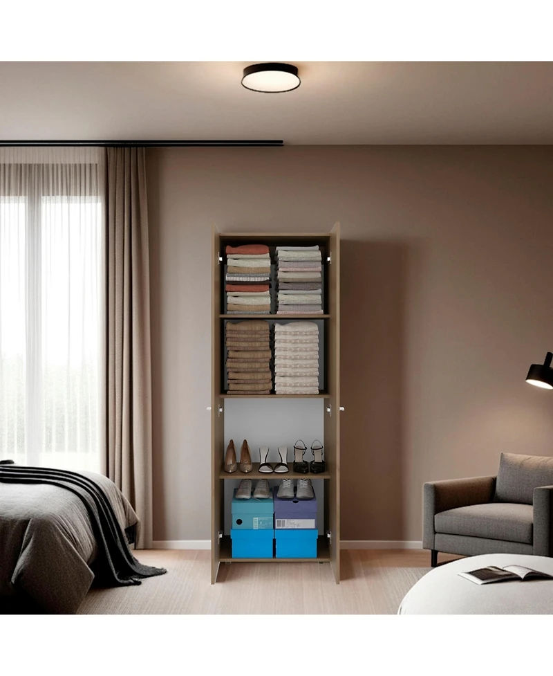 Flynama Armoire 66.9 Inch High 2 Doors 4 Shelves Bedroom Storage Cabinet