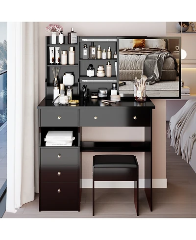 Flynama Farmhouse 4 Drawer Dresser Natural Wood Finish Sturdy Construction for Bedroom Living Room Storage