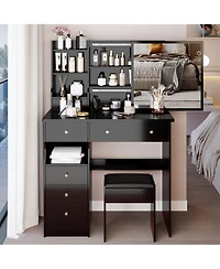 Flynama Farmhouse 4 Drawer Dresser Natural Wood Finish Sturdy Construction for Bedroom Living Room Storage