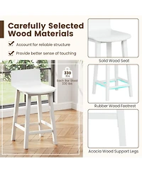 Sugift Wood Bar Stools Set of Two with Solid Back and Seat