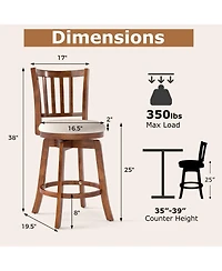 Sugift Swivel Counter Height Chairs Set of Two with Upholstered Seats
