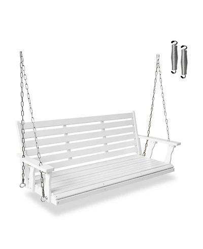Mega Casa 3-Seater 5FT Extra Large Wooden Porch Swing, Ergonomic Seat, Bench Swing Heavy Duty 880 Lbs, for Outdoor Patio Garden Yard