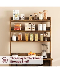 gaomon Microwave Stand Bakers Rack Cabinet, Farmhouse with Power Outlet Thickened Counter, Freestanding Small Kitchen