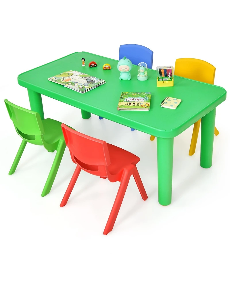 Sugift Kids Plastic Table and Four Chairs Set for Playroom