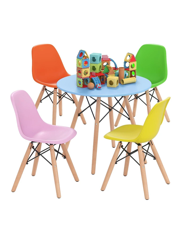 Sugift Five Piece Kids Colorful Table Set with Four Chairs