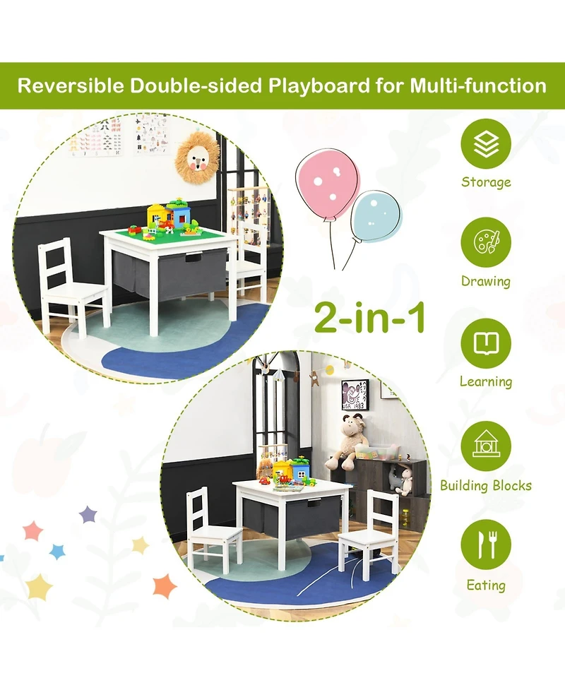 Sugift 2 in 1 Kids Activity Table and Chairs Set with Storage