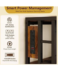 gaomon Tier Adjustable Mini Fridge Stand with Storage Shelf, Heavy Duty Kitchen Rack with 3 Power Outlets And Air Switch, Microwave and Coffee Bar