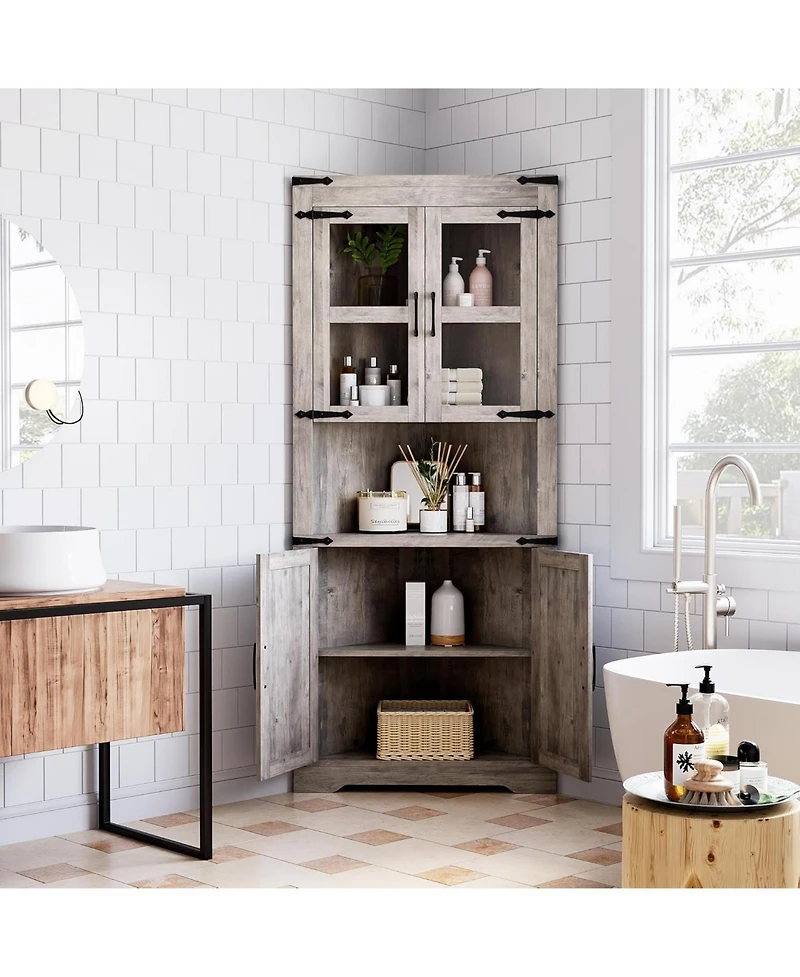 gaomon Farmhouse Corner Cabinet, Tall Storage