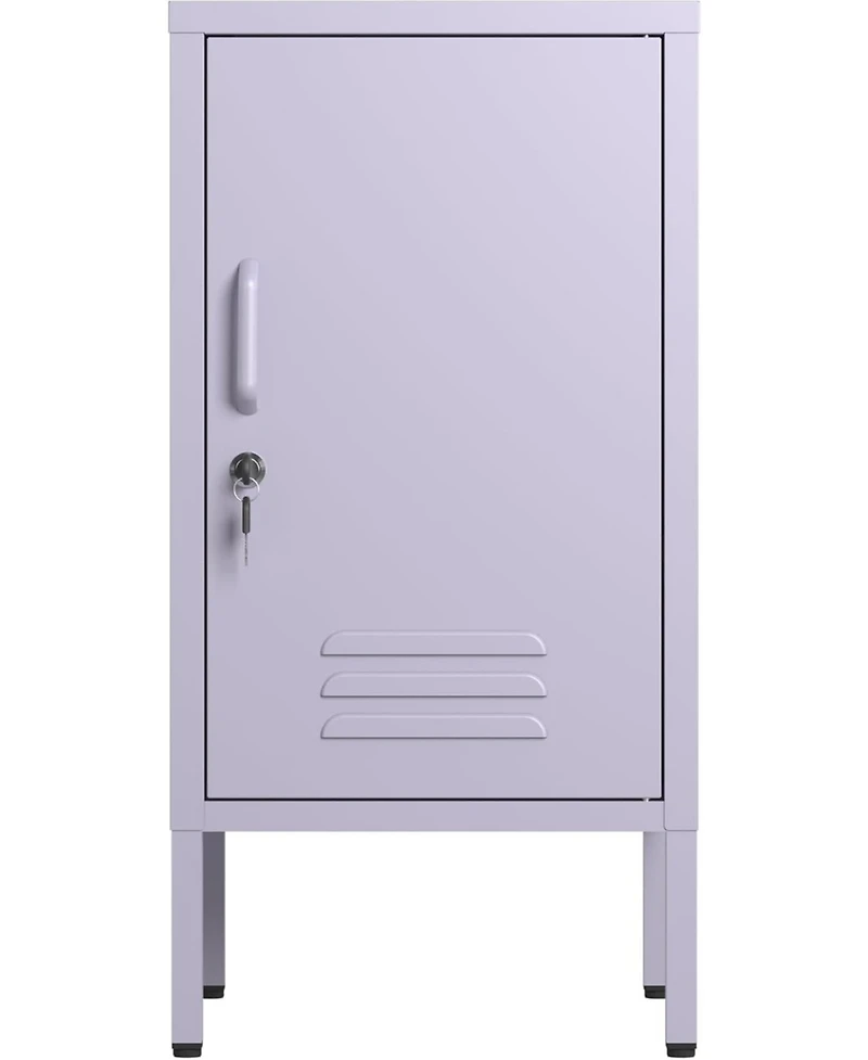 gaomon lockable metal nightstand with 2 adjustable shelves, modern side table with storage cabinet and door for bedroom or living room.