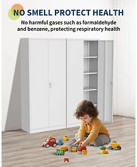 gaomon Secure Metal Storage Cabinet 71" 4 Adjustable Shelves, Double Lockable Doors, Adjustable Feet Steel Utility Filing