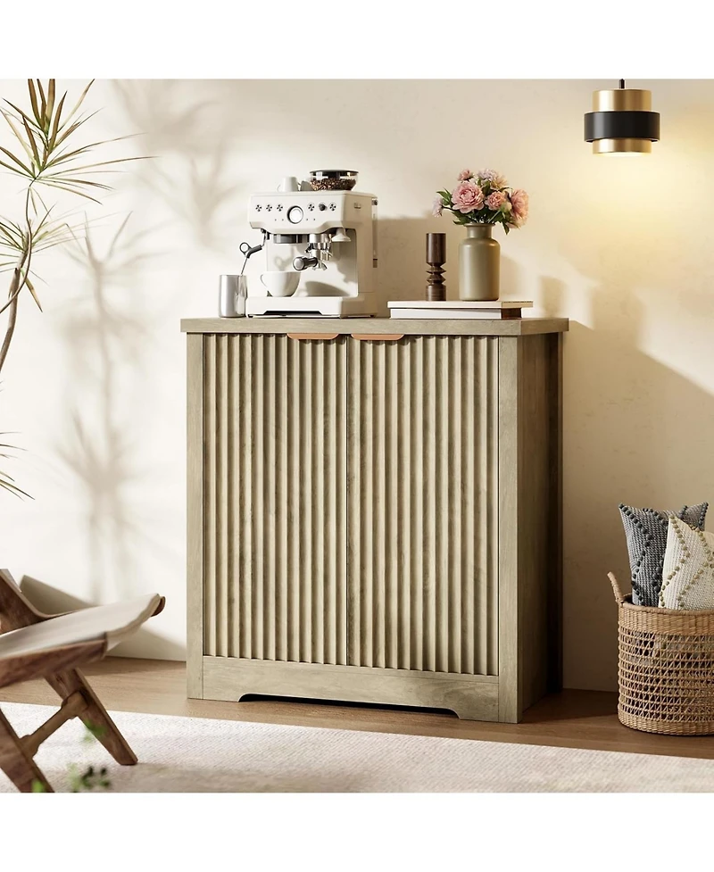 gaomon Buffet Sideboard Cabinet with Fluted Doors, Adjustable Shelves, Modern Accent Storage Console for Dining Room, Living Room