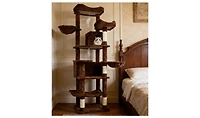 Zeus and Ruta 68 Inch Tall Multi Level Green Cat Tree with Hammocks Hanging Basket Cat Cave Removeable Cushion Scratching Posts