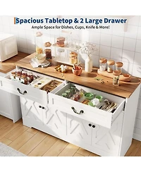 gaomon 57 Inch Modern Farmhouse Sideboard Buffet Cabinet with 2 Drawers & Adjustable Shelves, Large Kitchen Storage Cabinet, Dining Room Coffee Bar