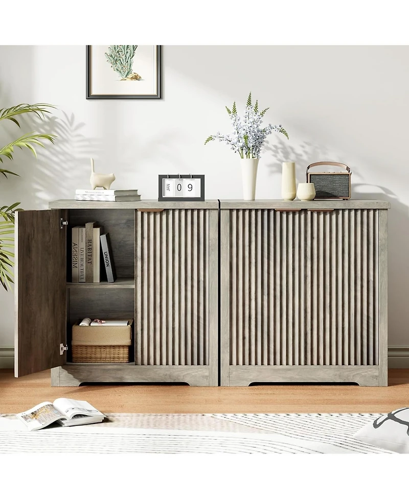 gaomon Buffet Sideboard Cabinet with Fluted Doors, Adjustable Shelves, Modern Accent Storage Console for Dining Room, Living Room