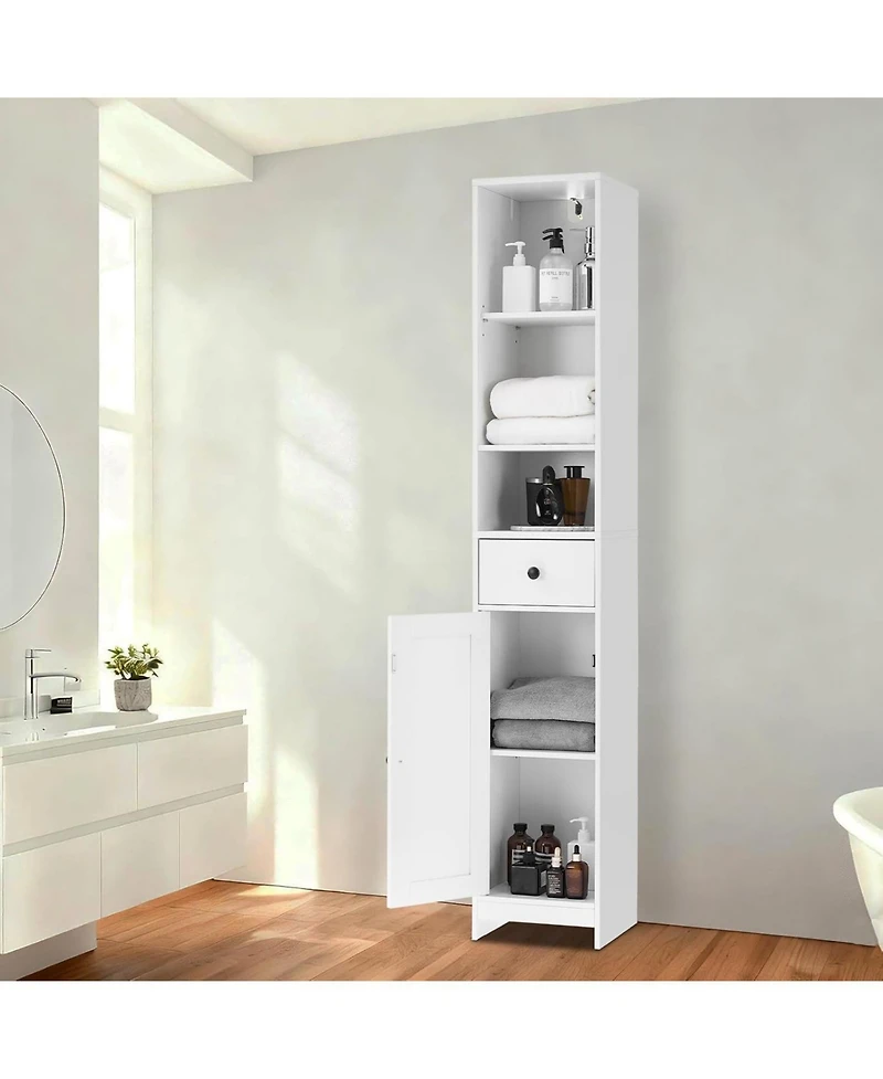 gaomon Tall Bathroom Storage Cabinet, 66.9" Modern Freestanding Cabinet with Open Shelf, Drawer And Door for Bathroom Organization, Storage Cabinet
