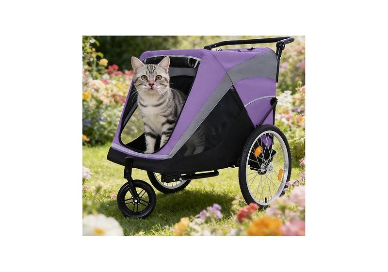 Zeus & Ruta 2-in-1 Cat Trailer Cart with Detachable Hitch Push Handle Quick Release Wheel Storage