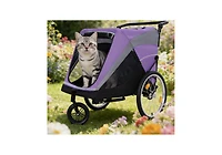 Zeus & Ruta 2-in-1 Cat Trailer Cart with Detachable Hitch Push Handle Quick Release Wheel Storage