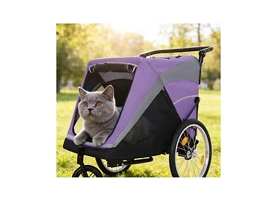 Zeus & Ruta 2-in-1 Cat Trailer Cart with Detachable Hitch Push Handle Quick Release Wheel Storage