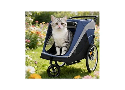 Zeus & Ruta 2-in-1 Cat Trailer Cart with Detachable Hitch Push Handle Quick Release Wheel Storage